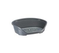 Ferplast Cat Bed, Plastic Dog Bed Small, Ventilation Holes and Non-Slip Rubber Feet for Added Stability 49 x 36 x h. 17.5 cm. Dark Grey