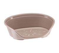 Ferplast Cat Bed, Plastic Dog Bed Small, Ventilation Holes and Non-Slip Rubber Feet for Added Stability 49 x 36 x h. 17.5 cm. Taupe