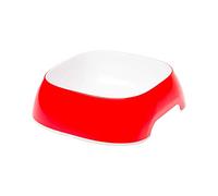 Ferplast Cat Bowls GLAM, Non-Slip Rubber Base, Food and Water Plastic Small Dog Bowl Easy to Clean, 0,4 Liter, Red
