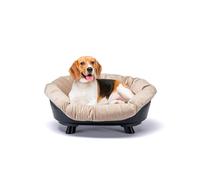 Ferplast Cat & Dog Bed with Cushion, Washable, Raised, Plastic, Breathable & Antislip, SOFA' THRONE 73 x 55 x h 32 cm, Black