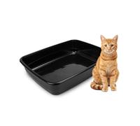 Ferplast Cat Litter Tray, Open Cat Box, Cat Litter, with High Edges, 49.5 x 64.5 xh 14.5 cm, NIP 30 Large Cat Litter, Black