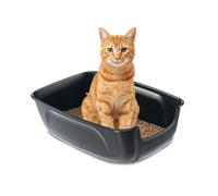 Ferplast Cat Litter Box, Open Cat Litter Tray EXTRA LARGE, Easy to Clean, in Plastic L 67 × W 49 × H 24 cm. Black