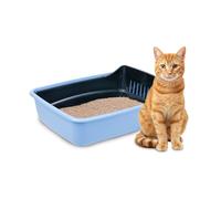 Ferplast Cat Litter Tray ARIEL 10, Cat Litter Box with Sieve that Eliminates Dirt for easy Cleaning, 46.5 x 35.5 xh 11.5 cm. Blue