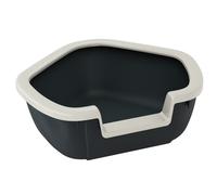 Ferplast Cat Litter Tray, Large Cat Box, with High Edges and Low Entrance, 57.5 x 51.5 xh 22 cm, DAMA Corner Litter Box, Black