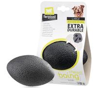 Ferplast CHEWA BOING RUGBY Dog Toy Ultra Durable - Extra Bounce & Floating - Innovative Chewing-Resistant Material - 3D Texture for Dental Hygiene - Italian Design - Size L, Black