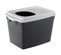 Ferplast Closed Cat Litter Tray, Cat Litter Box, with Top Entry, Perforated Lid, 38.8 x 57.5 xh 39 cm, JUMPY Large Cat Litter Box, Black