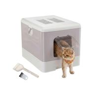 Ferplast Closed Cat Litter Box with Removable Drawer, Double Activated Carbon Filter, Scoop and Brush, Paw Cleaning Grid L 39 x W 52 x H 40 cm Pink