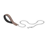 Ferplast DAYTONA GM Extra-Strong Dog Lead - Soft Padded Handle - Metal Chain - Italian Design - 100 x 2.5 cm, Brown