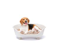 Ferplast Dog Bed & Cat Bed with Cotton Cushion, Raised Dog Bed, Plastic Dog Bed Medium, Dog Bed Washable, Dog Basket, Breathable & Antislip, THRONE 70,5 x 52 x h 28,5 cm, White