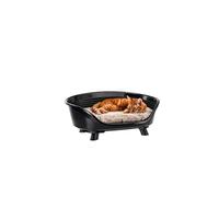 Ferplast Dog Bed & Cat Bed with Cotton Cushion, Raised Dog Bed, Plastic Dog Bed Small, Dog Bed Washable, Dog Basket, Cat Basket, Breathable & Antislip, THRONE 61,5 x 45 x h 26 cm, Black