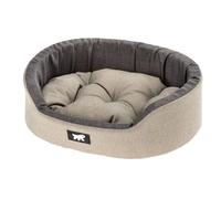 Ferplast Dog Bed Dandy - Removable, Washable Cushion, Cotton Cover with Soft Padding, also ideal as a Cat Bed, 45 x 35 xh 13 cm, Brown