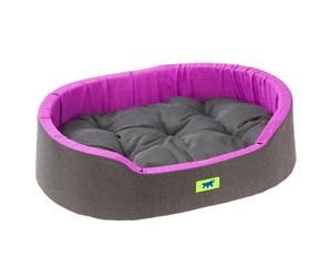 Ferplast Dog Bed Dandy - Removable, Washable Cushion, Cotton Cover with Soft Padding, Bed for Medium Size Dogs, 80 x 55 xh 18 cm, Purple