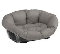 Ferplast Plastic Dog Bed with Dog Cushion SOFA' 8 in Washable Cotton, Dog Bed Medium with Padded Cushion, Plastic Dog Basket, Perforated Bottom and Chin-Rest, Anti-Slip, 85 x 62 x h 28,5 cm, Dove
