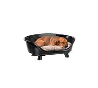Ferplast Dog Bed & Cat Bed with Cotton Cushion, Raised Dog Bed, Plastic Dog Bed Medium, Dog Bed Washable, Dog Basket, Breathable & Antislip, THRONE 70,5 x 52 x h 28,5 cm, Black