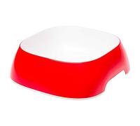 Ferplast Dog Bowls GLAM, Non-Slip Rubber Base, Food and Water Plastic Bowl Easy to Clean, 1,2 Liter, Red