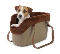 Ferplast Carrier bag for dogs WITH-ME WINTER, made of EVA, Soft rubber plastic, with faux-fur lining, Adjustable handles, Safety belt included, 21.5 x 43.5 x h 27 cm Dove grey
