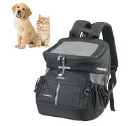 Ferplast Dog Carrier VOYAGER, Cat Backpack, Cat Carrier, Pet Carrier, Wide Opening, Adjustable Straps, Safety Strap, with Cushion, Max 10 kg, 33x23x41H, Black