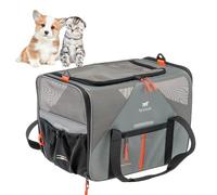 Ferplast Dog Carrier VOYAGER, Cat Carrier, Pet Carrier, Adjustable Handles and Shoulder Strap, Safety Belt, Double Side Opening, with Cushion, Max 15 kg, 45x30x h33 cm, Grey