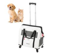 Ferplast Dog Carrier VOYAGER, Cat Carrier, Pet Carrier, Extendable Handle, Adjustable Straps, Wide Opening, Removable Wheels, In Eco-Leather, Max 15 kg, 46 x 26 x 48H cm, White