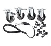 Ferplast Wheels for Medium and Large Dog Carrier CLIPPER, Set of 2 Swivel Wheels with Brake and 2 Fixed Wheels, for Hard-Sided Dog Carrier, Includes a Handle Leash