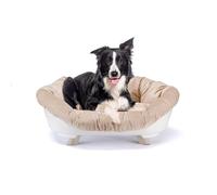 Ferplast Dog & Cat Bed with Cushion, Washable Raised Bed, Plastic Dog Basket, Breathable & Antislip, SOFA Throne 85 x 62 x h 33 cm, White