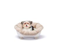 Ferplast Dog & Cat Bed with Cushion, Washable Raised Bed, Plastic Dog Basket & Cat Basket, Breathable & Antislip, SOFA THRONE 64 x 48 x h 29.5 cm, White