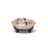 Ferplast Dog & Cat Bed With Cushion, Washable, Raised, Plastic, Small, Breathable & Antislip, SOFA' THRONE 64 x 48 x h 29.5 cm, Black
