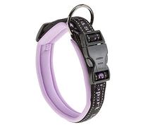 Ferplast Dog Collar SPORT DOG, Dog Collar Large Dogs, Soft Padding, Reflective Nylon Dog Collar, Pet Name Tag, Size: 2,5 cm (35-45 cm), Purple