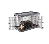 Ferplast Dog Crate Dog Cage Folding Cage for Giant Dogs, Chew Resistant Plastic Base Metal Cage, Divider and Wheels included, Double lock, 3 Doors, XL, 118 x 77 x h 83 cm.