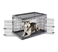 Ferplast Dog Crate Dog Cage Folding Cage for Large Dogs, Chew Resistant Plastic Base Metal Cage, Divider and Wheels included, Double lock, 3 Doors, L, 107 x 77 x h 74 cm.