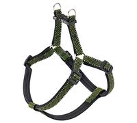 Ferplast Dog Harness DAYTONA DELUXE, Nylon Dog Harness Medium/Large Size, Padded, Adjustable, Reflective. Black-Green