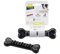 Ferplast Dog Toy, Dog Treat Dispenser Bone, Chew Toy, Made of Durable Material, Meat Flavoured, for Dog Dental Hygiene, SMILE Dog Bone, Medium Size Dog Toys, Black