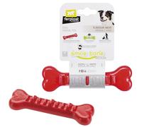Ferplast Dog Toy, Dog Treat Dispenser Bone, Chew Toy, Made of Durable Material, Meat Flavoured, for Dog Dental Hygiene, SMILE Dog Bone, Medium Size Dog Toys, Red