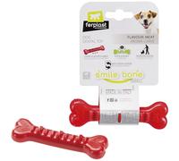 Ferplast Dog Toy, Dog Treat Dispenser Bone, Chew Toy, Made of Durable Material, Meat Flavoured, for Dog Dental Hygiene, SMILE Dog Bone, Small Dog Toys, Red