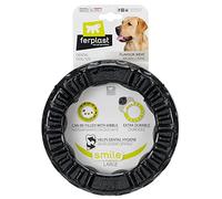 Ferplast Dog Toy, Dog Treat Dispenser Ring, Chew Toy, Made of Durable Material, Meat Flavoured, for Dog Dental Hygiene, SMILE Fitness Ring, Large Size Dog Toys, Black