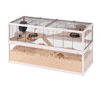 Ferplast Domster 120 Hamster Cage | Large 3-level cage for hamsters and mice with transparent base, platforms and accessories, 120 x 50 x 66.5 cm
