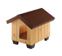 Ferplast DOMUS MINI FSC Wooden Dog House - Opening Roof with Lock, Waterproof & Anti-UV - Ventilation Grille - Anti-Bite Aluminum Door - Insulating Feet - 121 x 78 xh 78.5 cm
