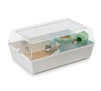 Ferplast Duna Hamster, Cage for Hamsters and Mice, Modular Habitat with Wheel, Nest, Drinking Bottle and Shelf, Transparent Lid, 71 x 46 xh 31 cm