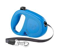 Ferplast FLIPPY ONE Extendable Dog Lead - Practical Bag Holder - Single Lock & Release Button - Ergonomic Italian Design - Tape - Max 25 Kg - 5m, Blue