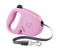 Ferplast FLIPPY ONE Extendable Dog Lead - Practical Bag Holder - Single Lock & Release Button - Ergonomic Italian Design - Tape - Max 15 Kg - 4m, Pink