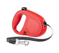 Ferplast FLIPPY ONE Extendable Dog Lead - Practical Bag Holder - Single Lock & Release Button - Ergonomic Italian Design - Tape - Max 25 Kg - 5m, Red