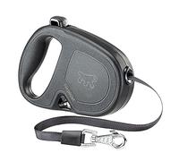 Ferplast FLIPPY ONE Extendable Dog Lead - Practical Bag Holder - Single Lock & Release Button - Ergonomic Italian Design - Tape - Max 15 Kg - 4m, Black