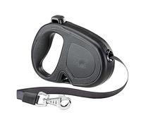 Ferplast FLIPPY ONE Extendable Dog Lead - Practical Bag Holder - Single Lock & Release Button - Ergonomic Italian Design - Tape - Max 25 Kg - 5m, Black