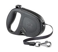 Ferplast FLIPPY ONE Extendable Dog Lead - Practical Bag Holder - Single Lock & Release Button - Ergonomic Italian Design - Tape - Max 50 Kg - 5m, Black
