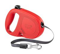 Ferplast FLIPPY ONE Extendable Dog Lead - Practical Bag Holder - Single Lock & Release Button - Ergonomic Italian Design - Tape - Max 15 Kg - 4m, Red