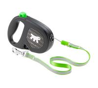 Ferplast FLIPPY ONE REFLEX Reflective Extendable Dog Lead - Evening Walks - Bag Holder - Lock & Release Button - Ergonomic Design - Tape - Max 15 Kg - 4m, Green