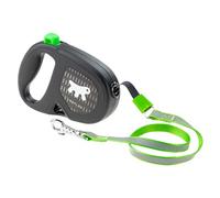 Ferplast FLIPPY ONE REFLEX Reflective Extendable Dog Lead - Evening Walks - Bag Holder - Lock & Release Button - Ergonomic Design - Cord - Max 12 Kg - 4.5m, Green