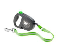 Ferplast FLIPPY ONE REFLEX Reflective Extendable Dog Lead - Evening Walks - Bag Holder - Lock & Release Button - Ergonomic Design - Tape - Max 50 Kg - 5m, Green
