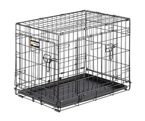 Ferplast Foldable dog cage DOG-INN 60 Puppy training pen, Metal crate, Divider panel included, Double door with safety latch, 64,1 x 44,7 x h 49,2 cm Black