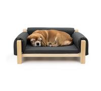 Ferplast FSC® Certified Wooden Cat and Dog Bed with Soft Cushion, Style, Comfort and Durability, 84 x 52 xh 34 cm.